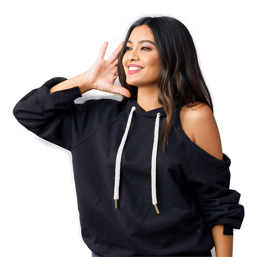 Black Sweatshirt With Cut-out Shoulders Png 06272024