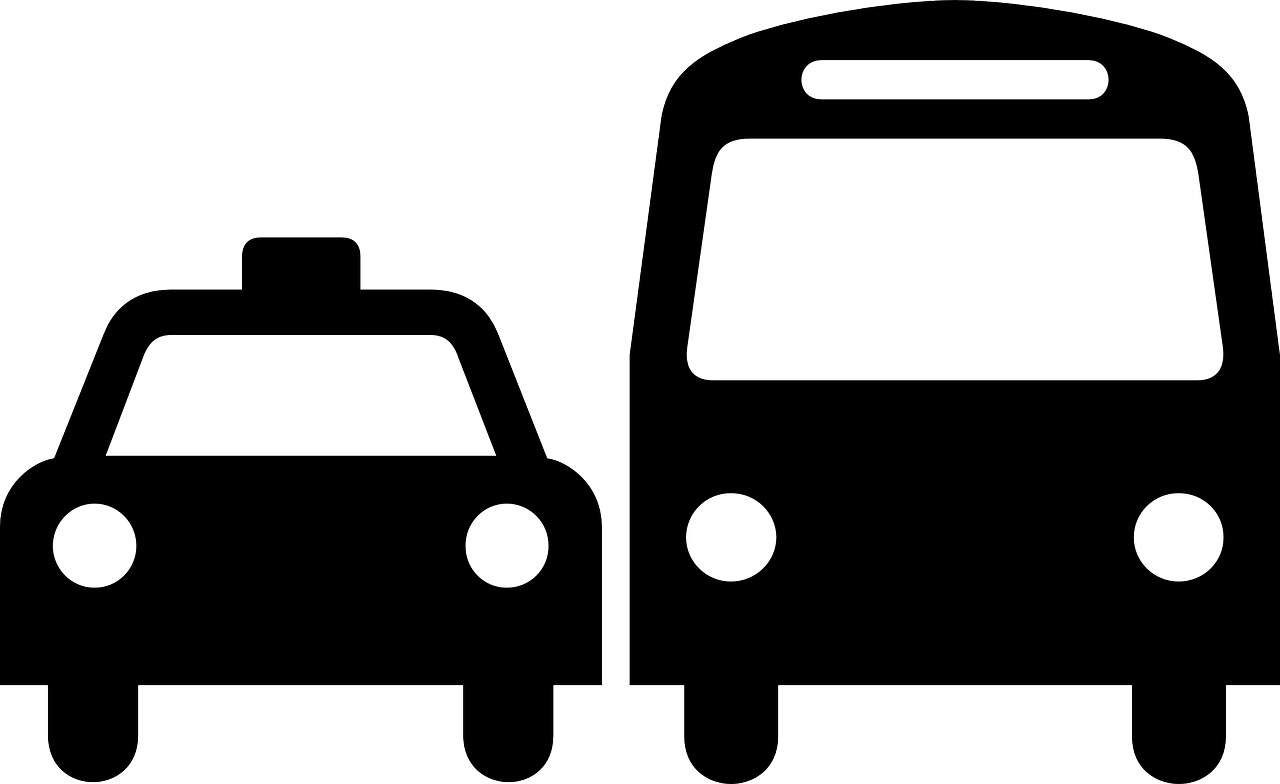 Black Taxiand Bus Silhouette