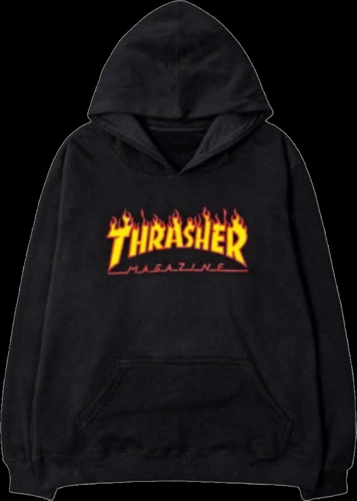 Black Thrasher Hoodie Flame Logo