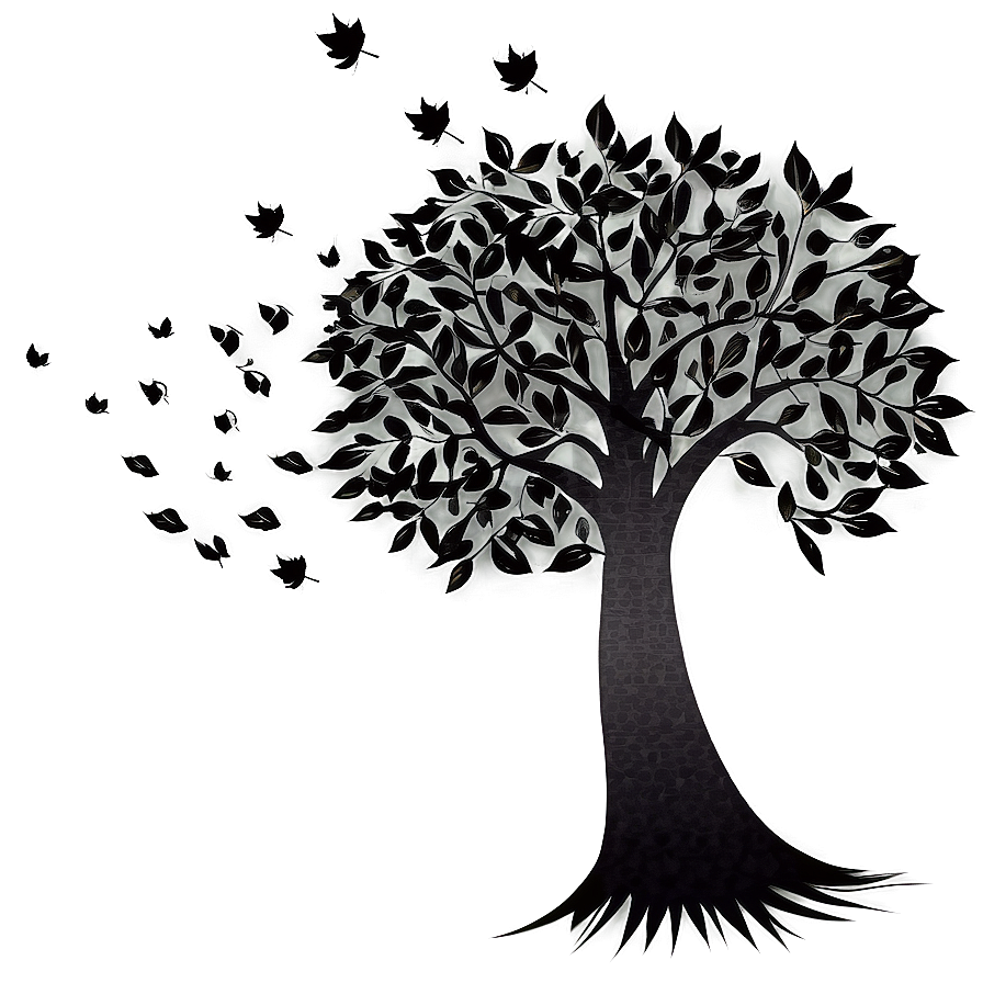 Black Tree With Falling Leaves Png 90