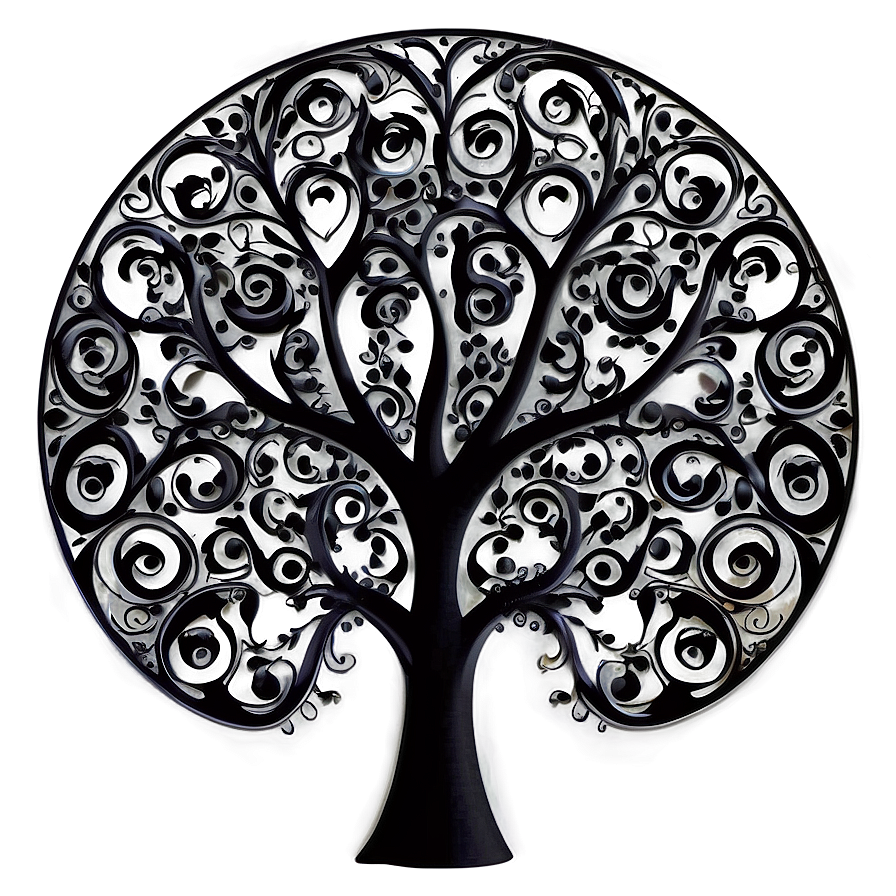 Black Tree With Swirls Png 06212024