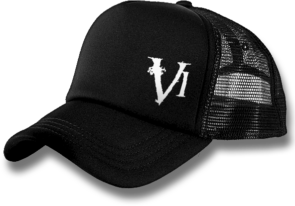 Black Trucker Capwith White Logo