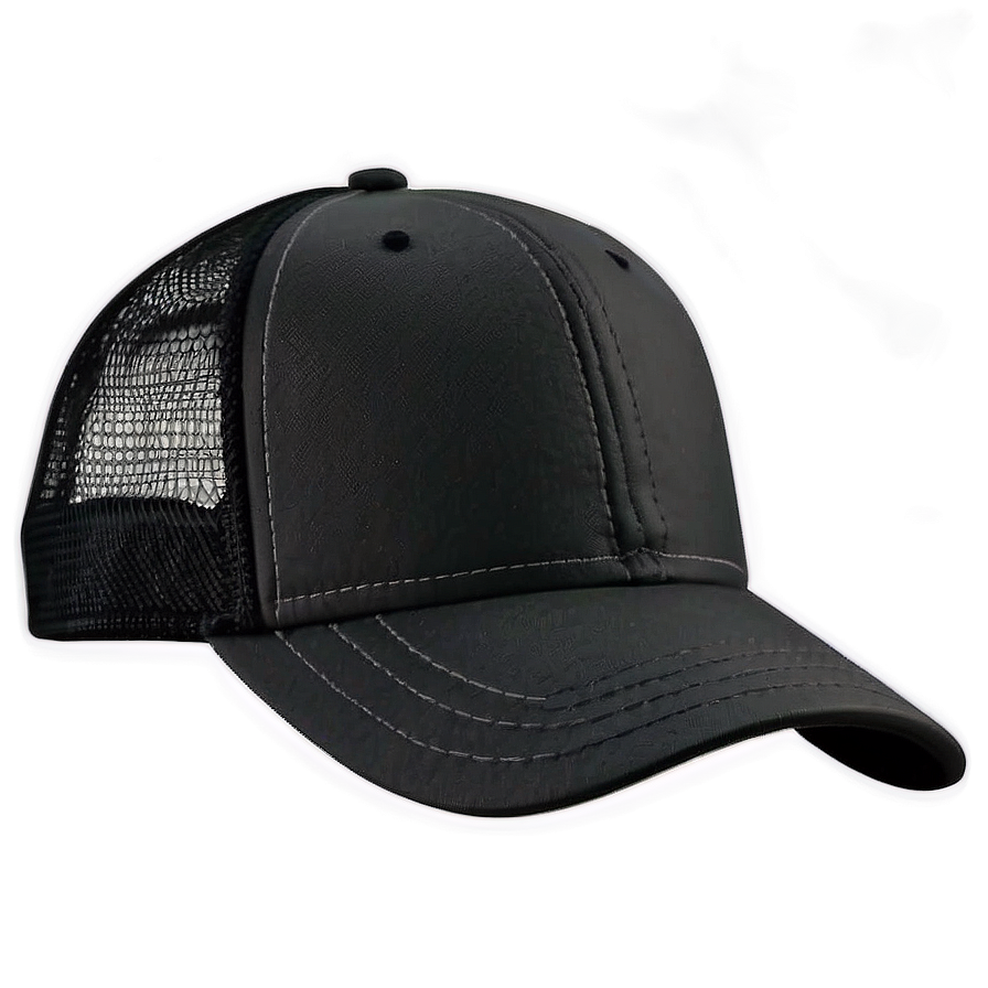 Black Trucker Hat With Adjustable Strap Png 06282024