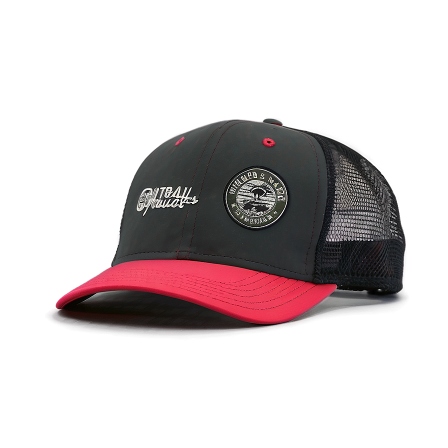 Black Trucker Hat With Patch Png 3