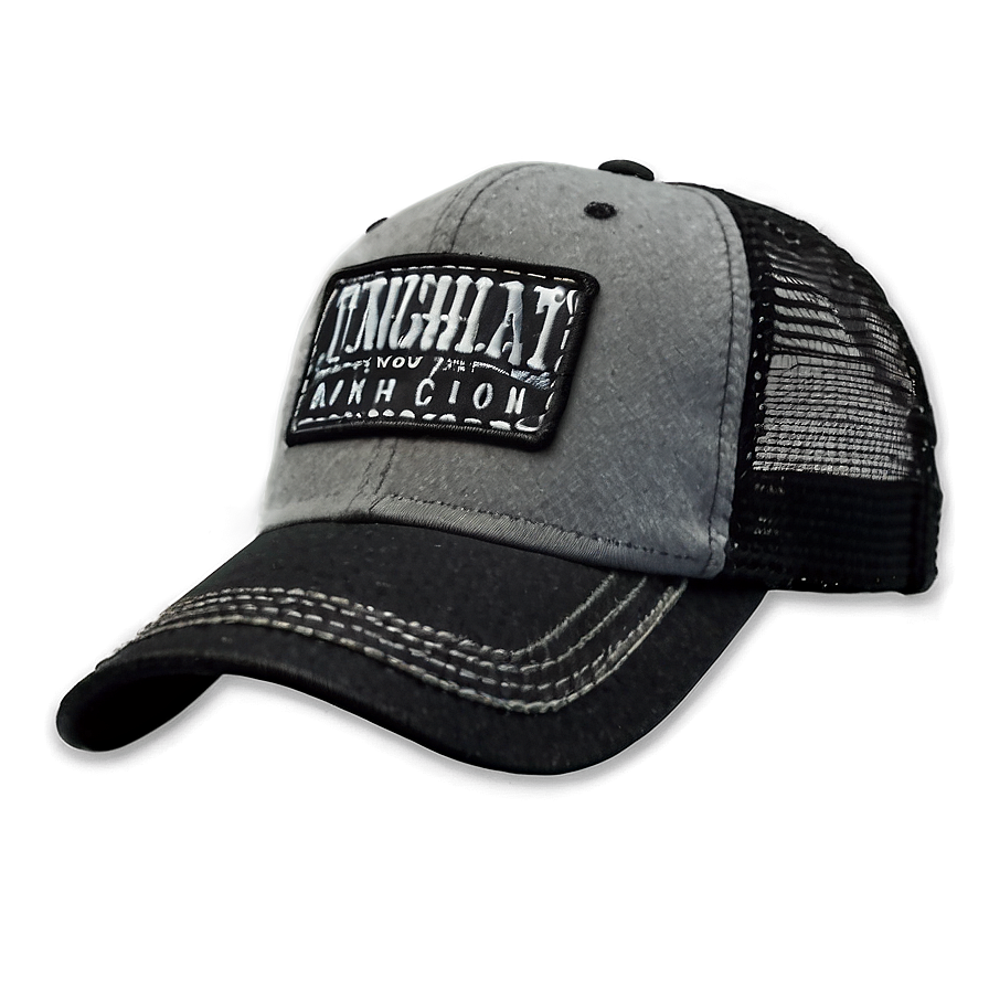 Black Trucker Hat With Patch Png Ked98