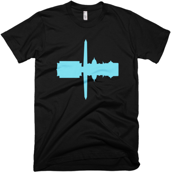 Black Tshirtwith Blue Soundwave Heartbeat