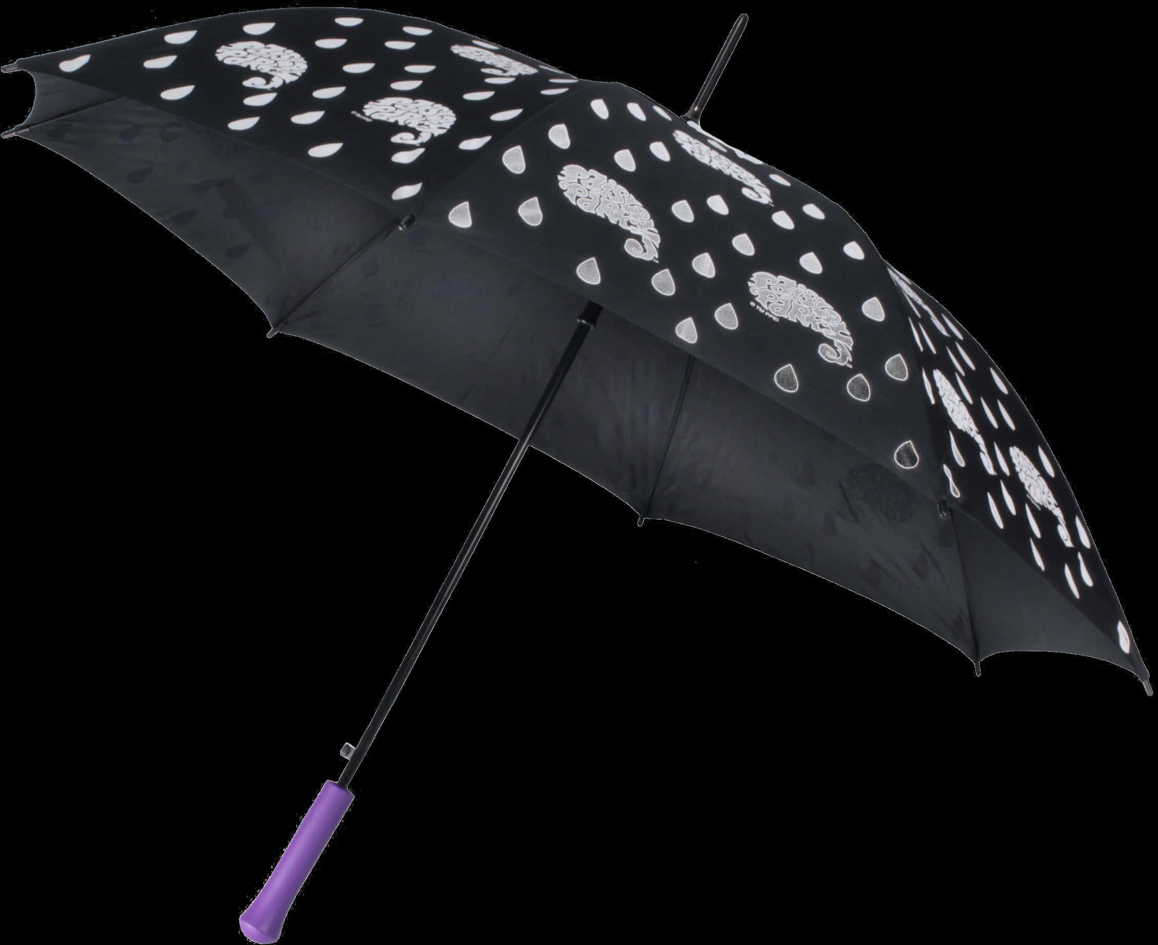 Black Umbrella White Raindrop Pattern