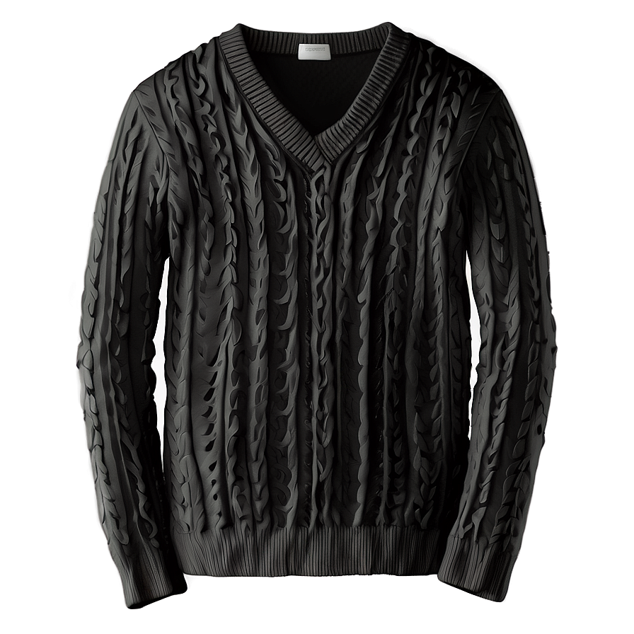 Black V-neck Sweater Png 06132024