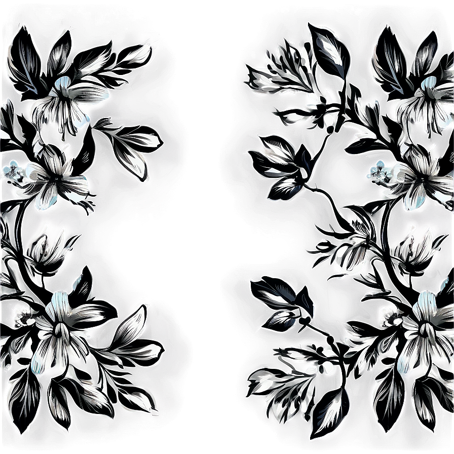 Black White Floral Images Png Nny