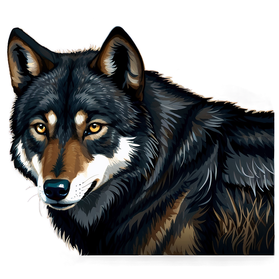 Black Wolf Portrait Png Rva