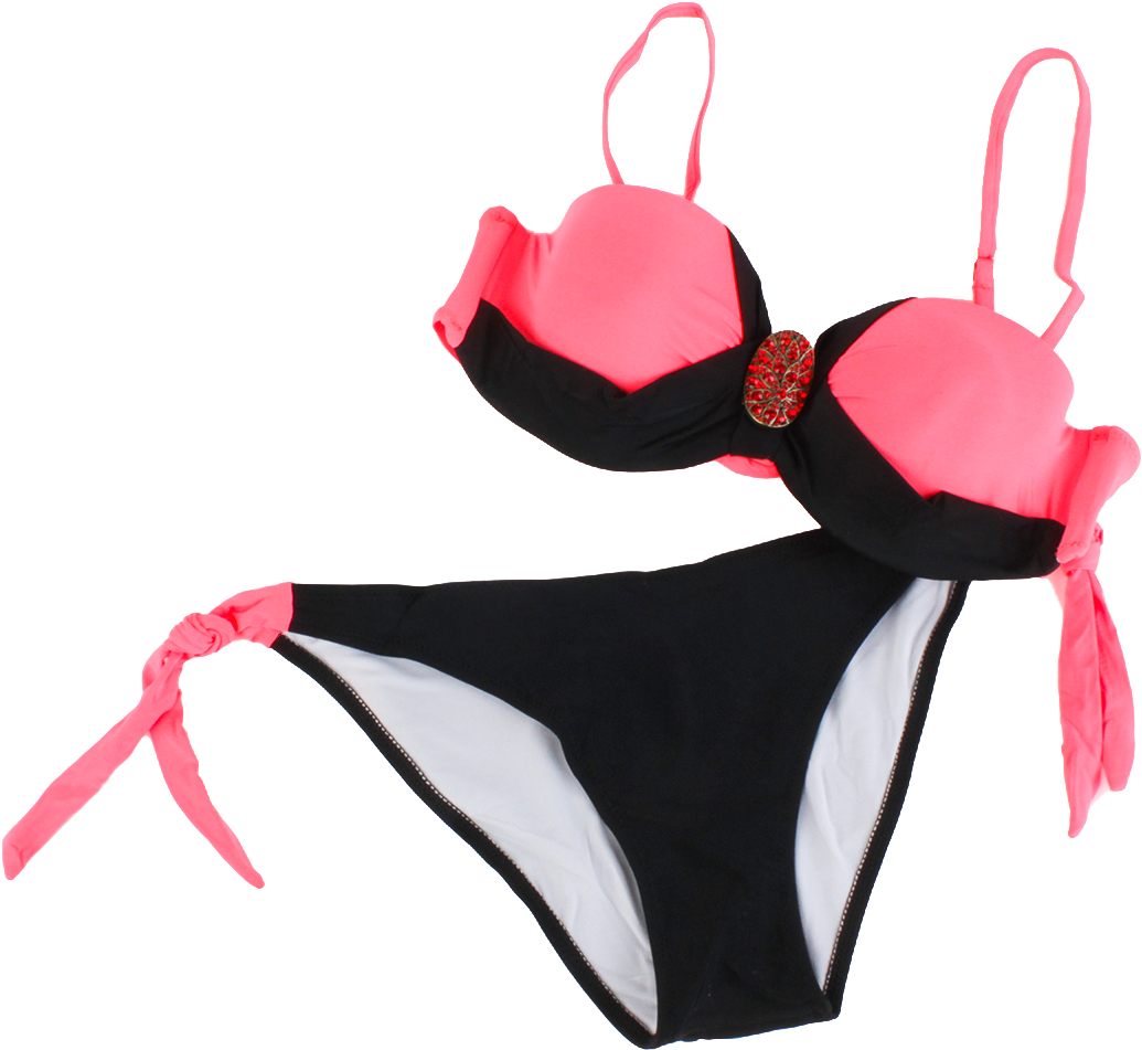 Blackand Pink Bikini Lingerie Set