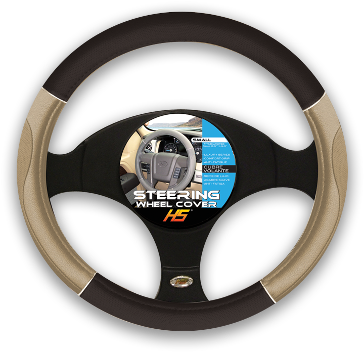 Blackand Tan Steering Wheel Cover