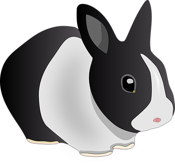 Blackand White Cartoon Rabbit