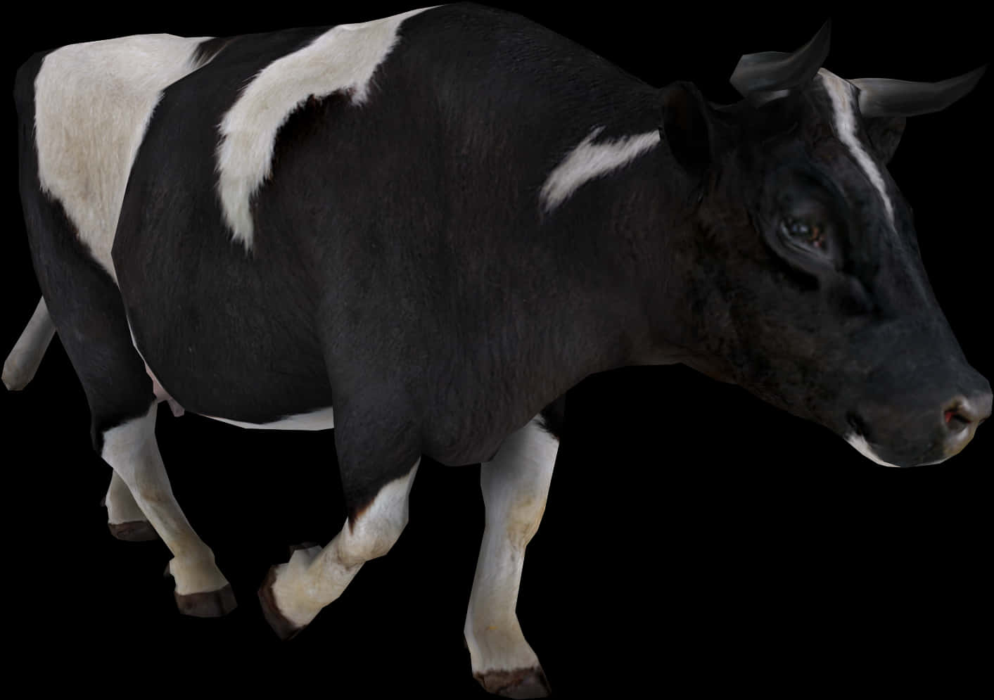 Blackand White Cow Isolatedon Black