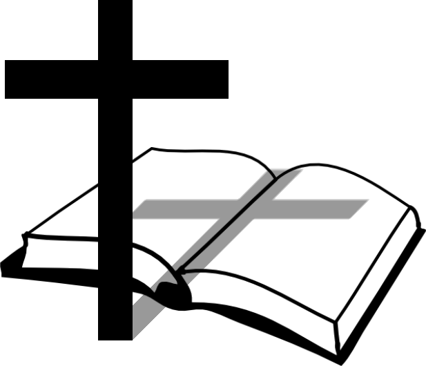 Blackand White Crossand Bible Clipart