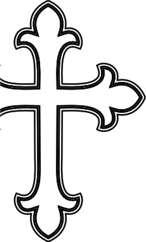 Blackand White Decorative Cross Clipart