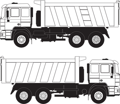 Blackand White Dump Truck Illustration