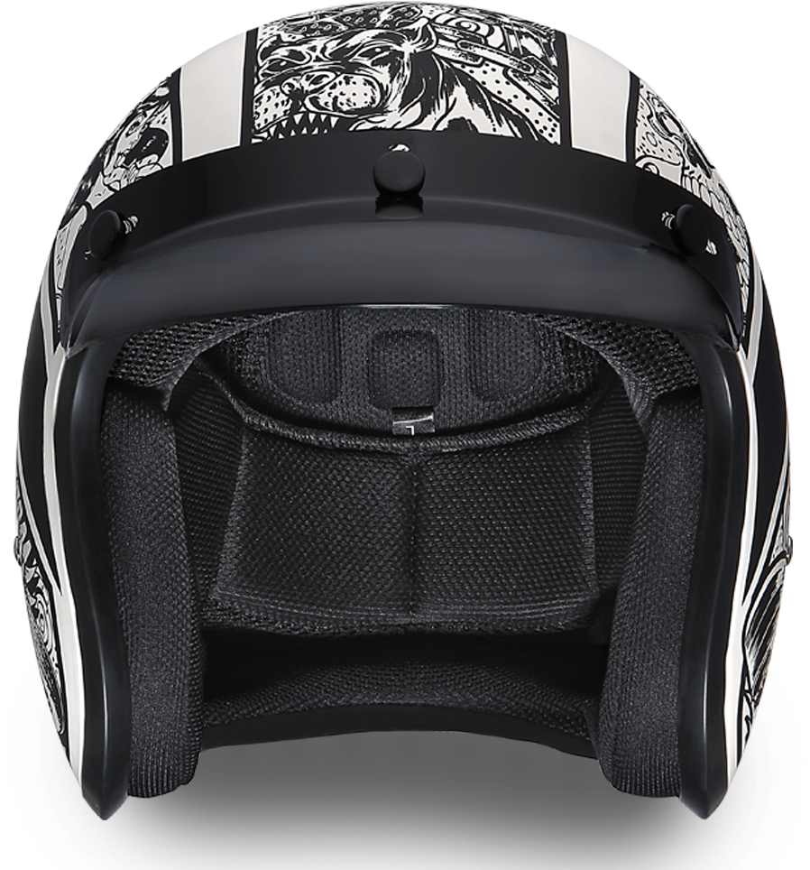 Blackand White Graphic Motorcycle Helmet