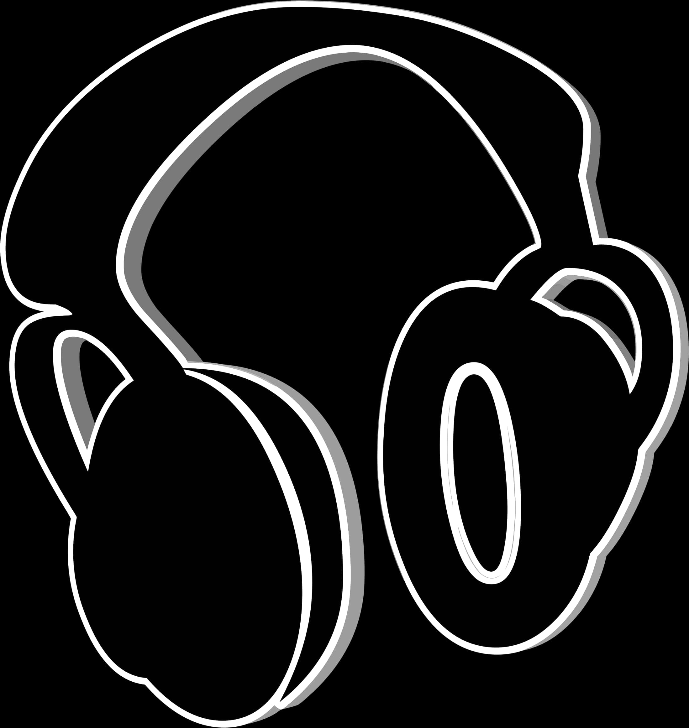 Blackand White Headphones Outline