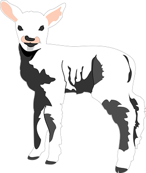 Blackand White Lamb Illustration