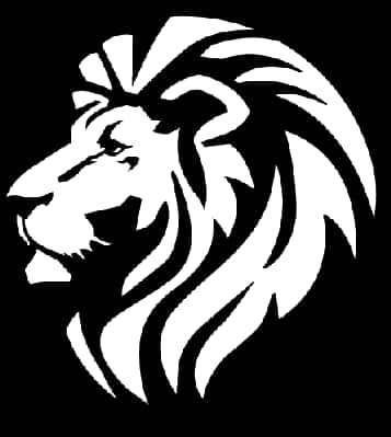 Blackand White Lion Profile