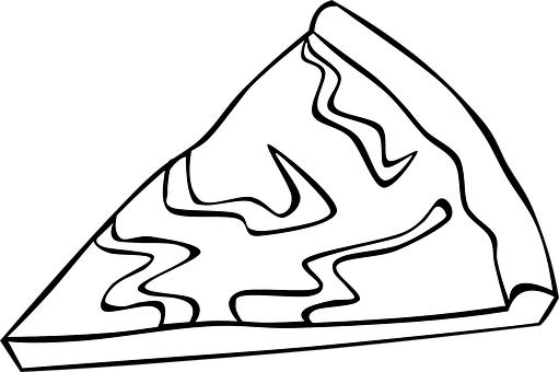 Blackand White Pizza Slice Illustration