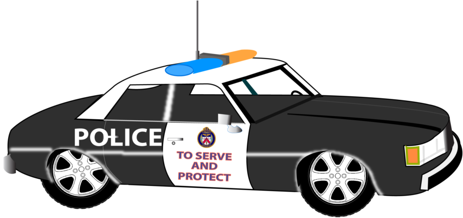 Blackand White Police Car Illustration