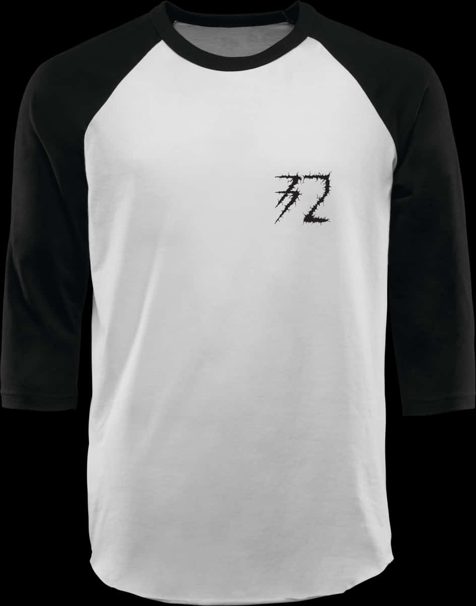 Blackand White Raglan Shirtwith Graphic72