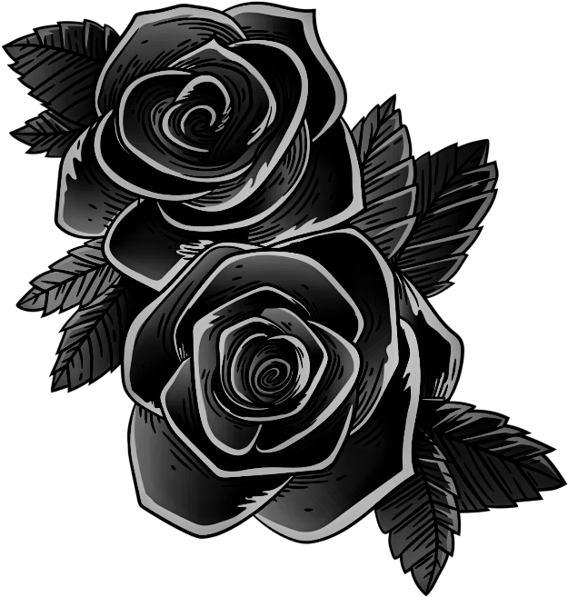 Blackand White Rose Tattoo Design