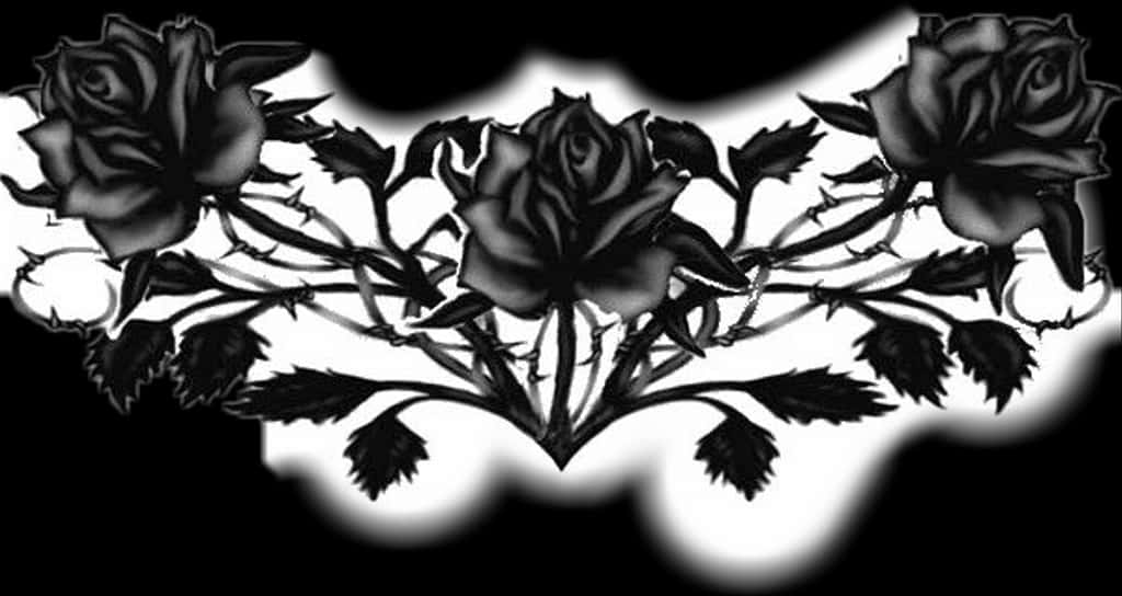 Blackand White Rose Tattoo Design