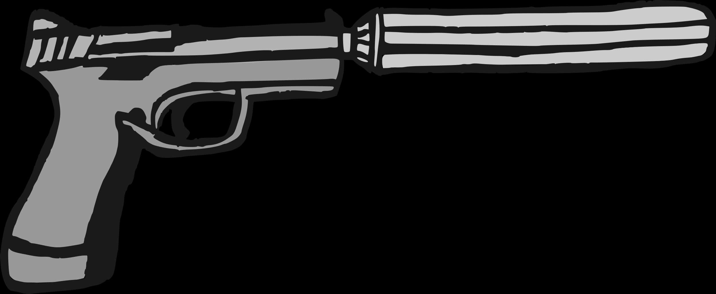 Blackand White Silhouette Pistol