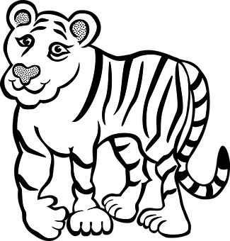 Blackand White Tiger Illustration