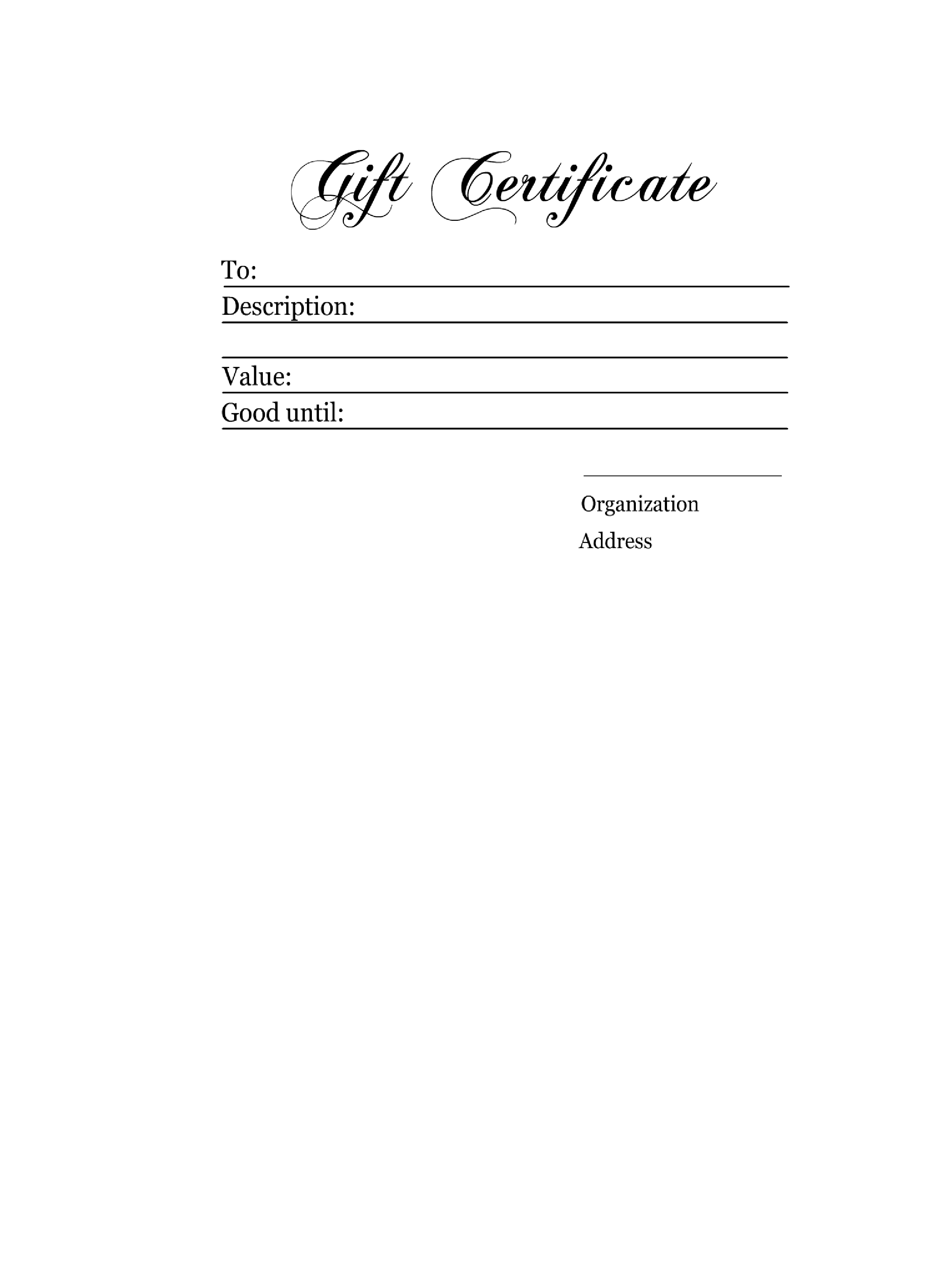 Blank Gift Certificate Template