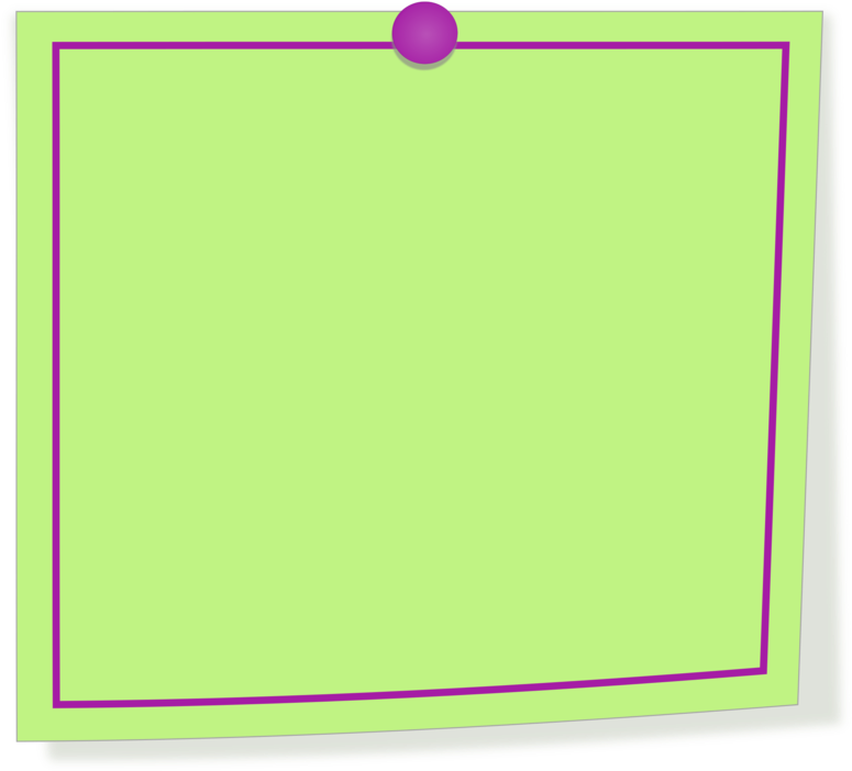 Blank Green Postit Notewith Purple Pin