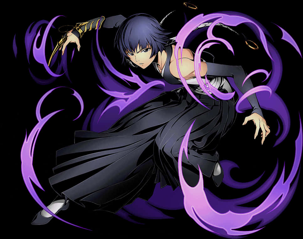 Bleach Character With Purple Energy Swirls