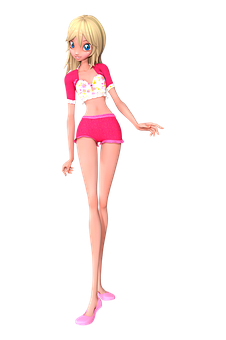 Blonde Anime Character Pink Outfit