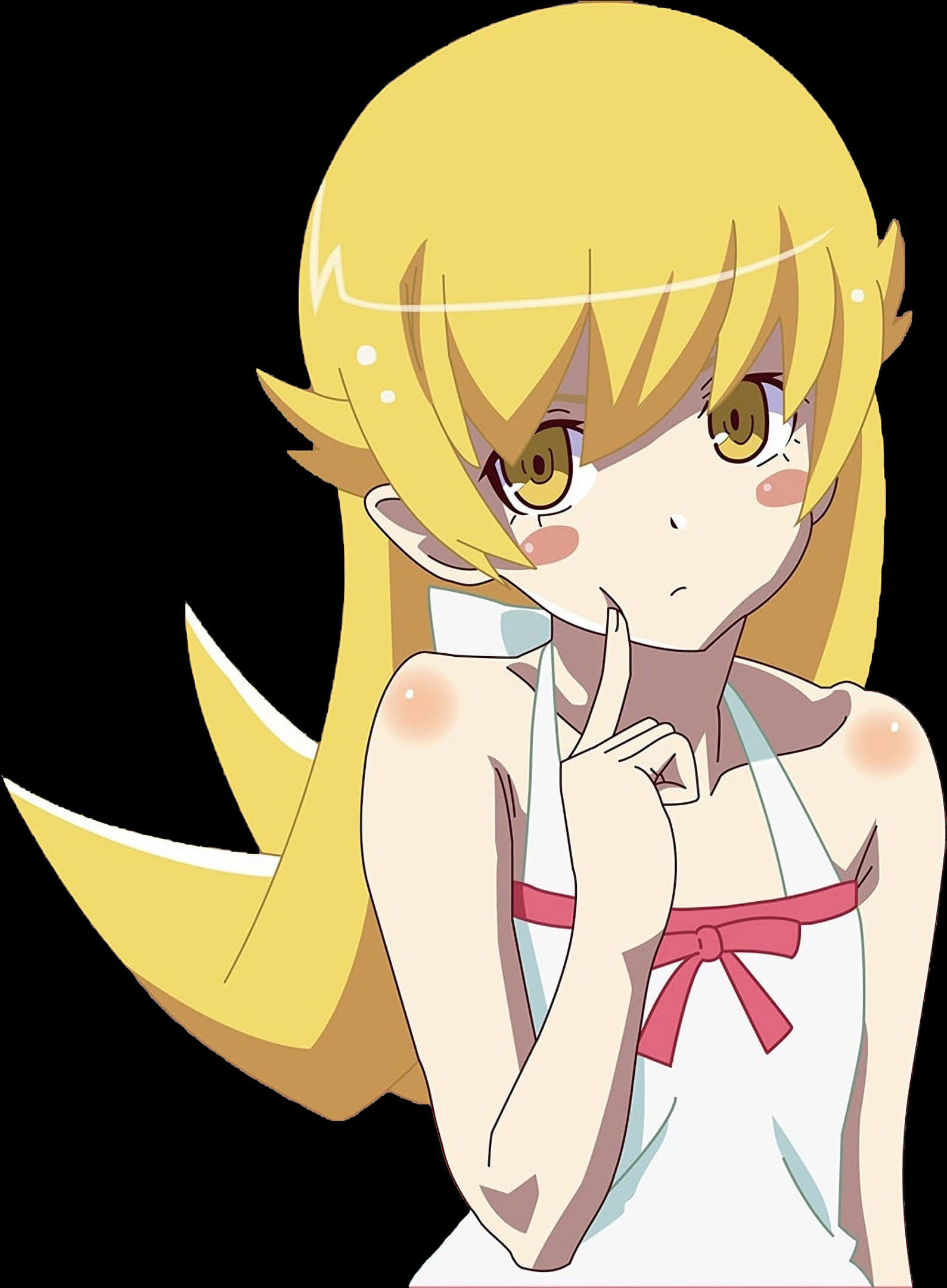 Blonde Anime Character Thinking Pose