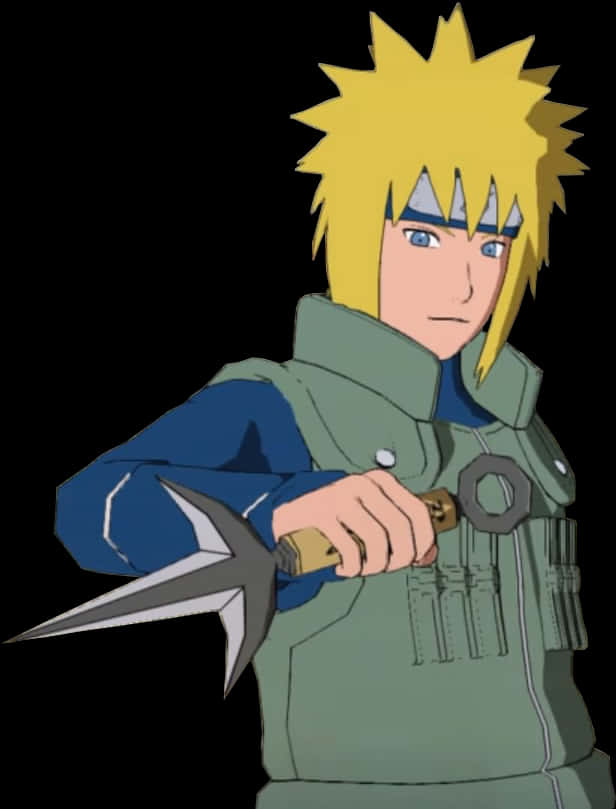 Blonde Anime Character With Kunai