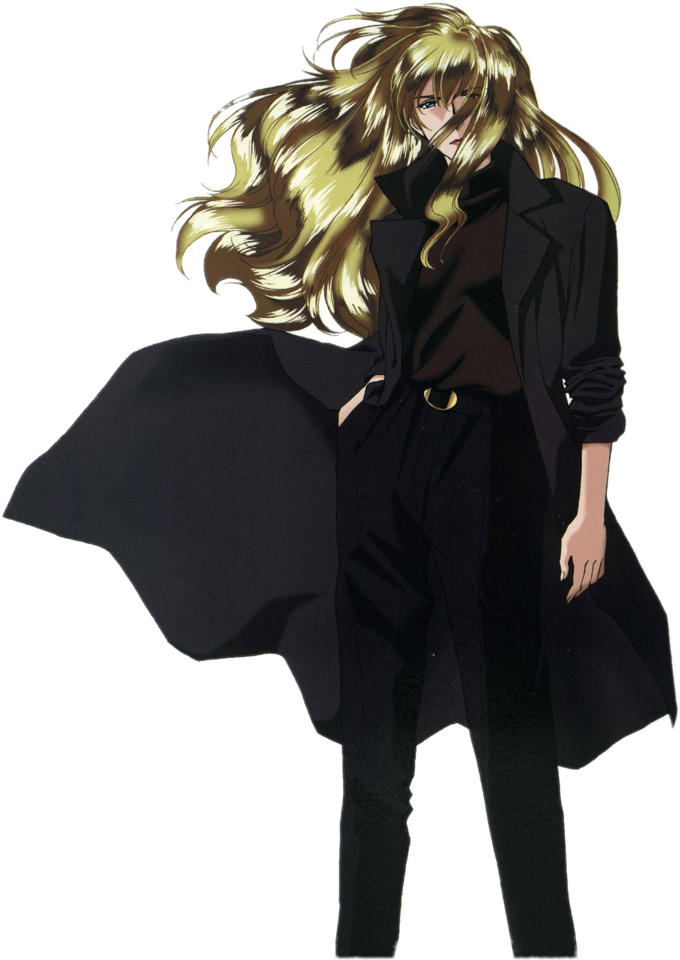 Blonde Anime Characterin Black Outfit