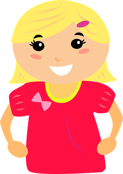 Blonde Cartoon Girlin Red Shirt