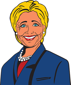 Blonde Cartoon Womanin Blue Suit