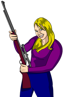 Blonde Girl Holding Rifle