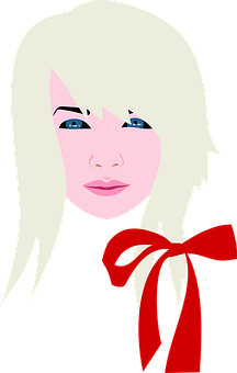 Blonde Girl Red Bow Vector Illustration