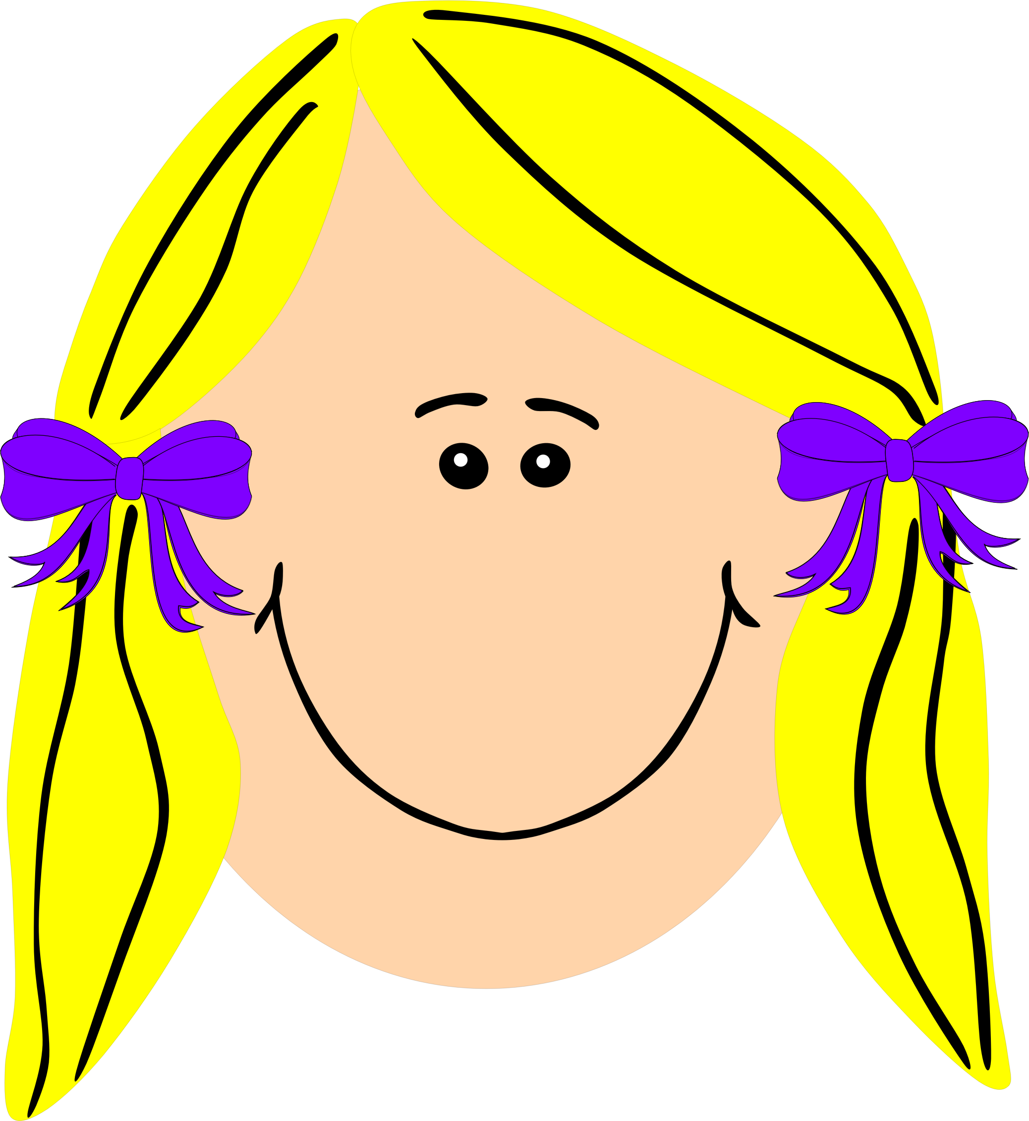 Blonde Hair Cartoon Characterwith Purple Bows