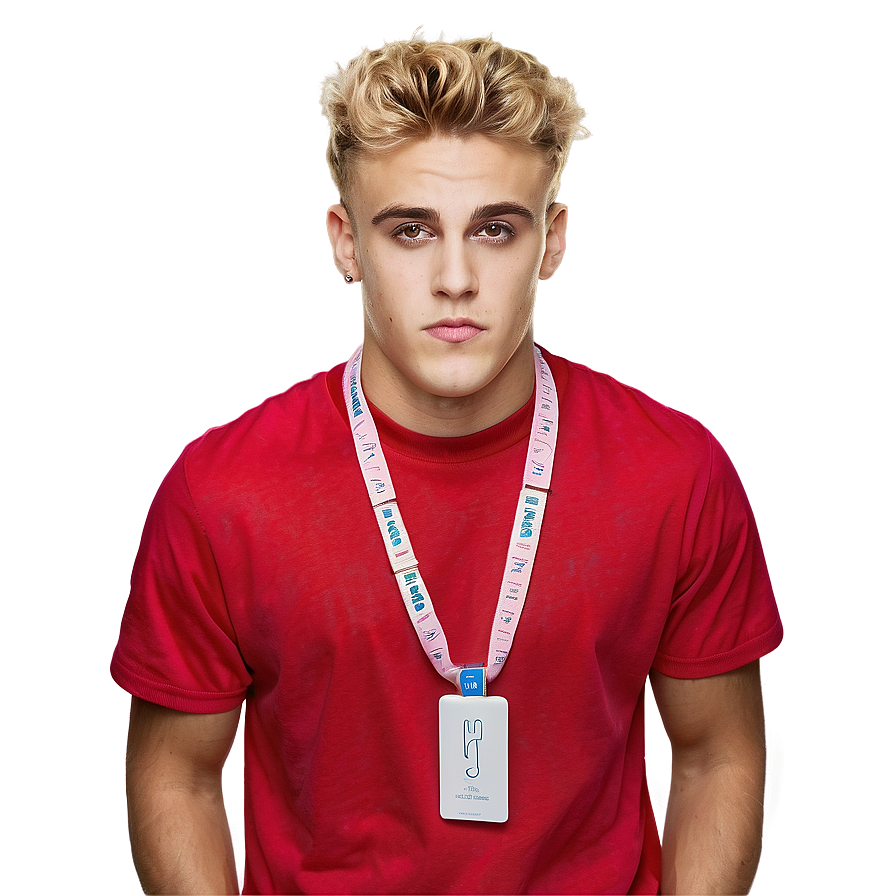 Blonde Haired Manin Red Shirt