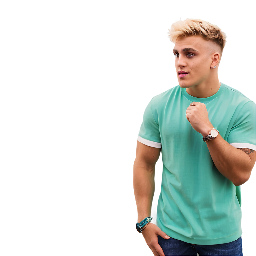 Blonde Manin Green Shirt