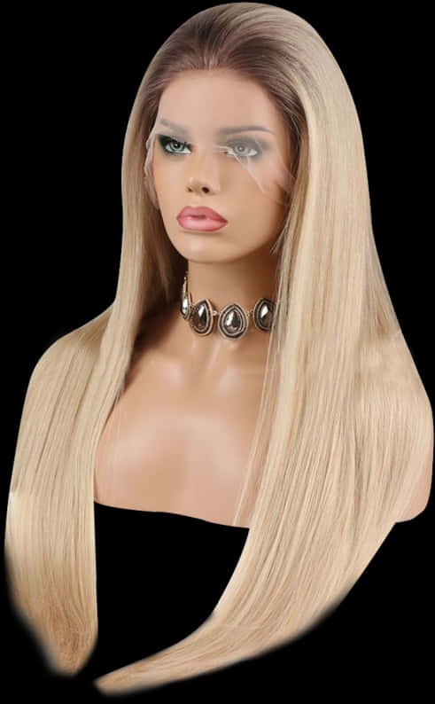 Blonde Wig Mannequin Display