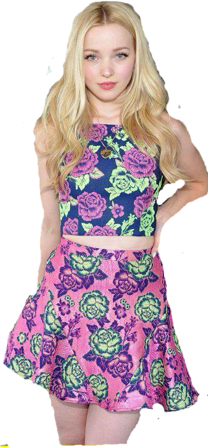 Blonde Woman Floral Outfit