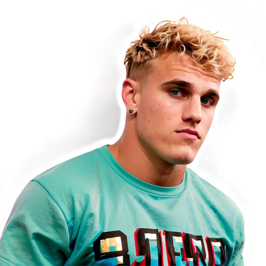 Blonde Young Manin Teal Shirt