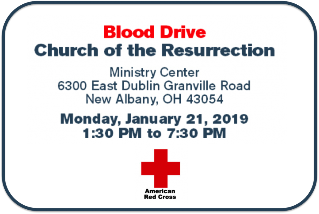 Blood Drive Churchofthe Resurrection Event Sign